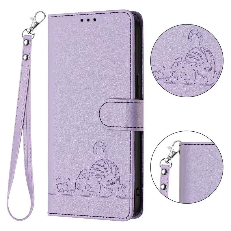 Doogee Note 56X Pro Leder Flip Wallet Hülle in Purple mit Anti-Diebstahl-Bürstenoptik - Bild 1