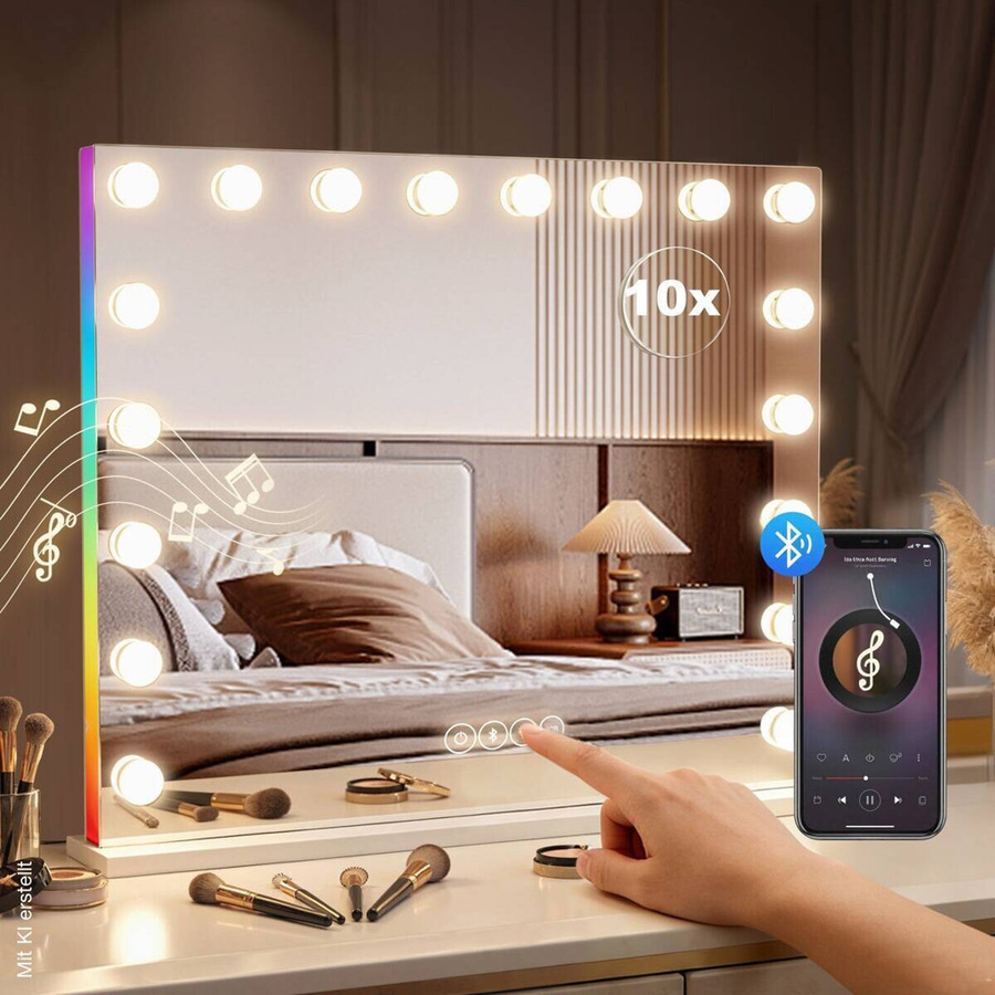 HOMCOM LED-Spiegel in Weiß mit Touch-Funktion und dimmbarer RGB-Beleuchtung B/H/T: 14 x 60 x 80 cm - Bild 1
