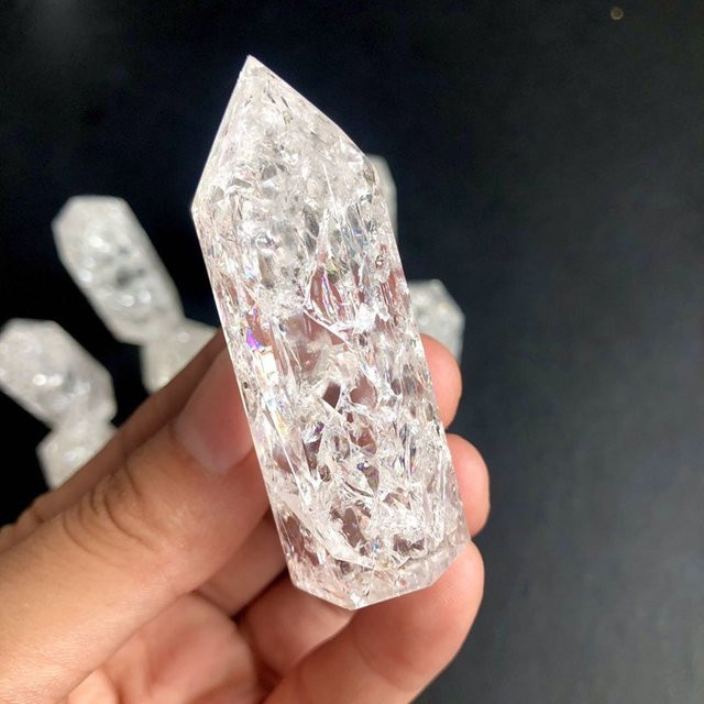 Sisterstone Transparenter Quarz Turm aus natürlichem Popcorn-Quarz für Meditation und Reiki - Bild 1