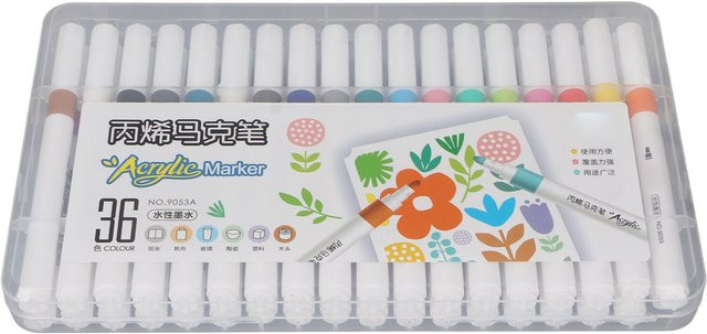Igeteck Acrylmarker Set mit 36 bunten Farben, wasserfeste Stifte mit wasserbasierter Tinte für Heimwerker-Projekte - Bild 1