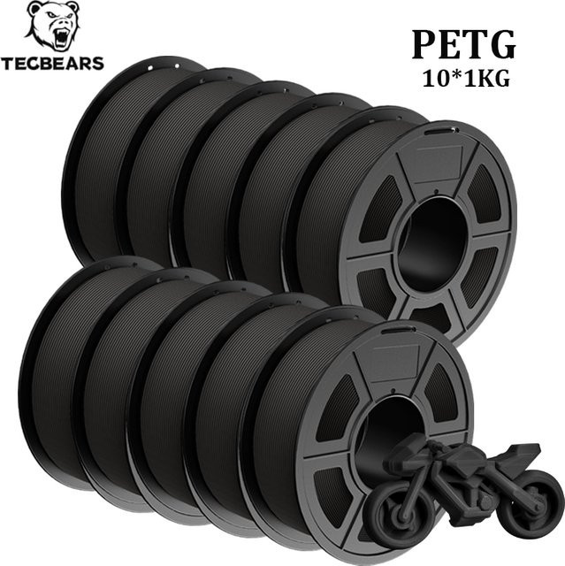 TECBEARS PETG 3D-Drucker Filament 1,75mm Mehrfarbig, 10 Rollen Set für FDM-Drucker - Bild 1
