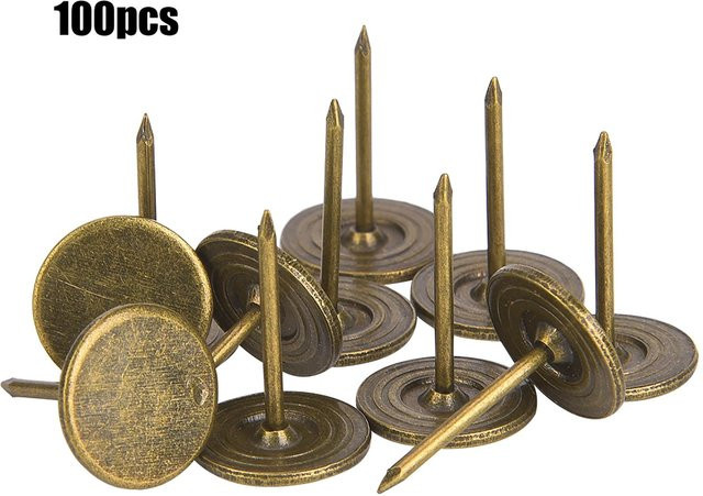 100 Stück Polsternägel Flachkopf von Igeteck aus Eisen in Braun - Bild 1