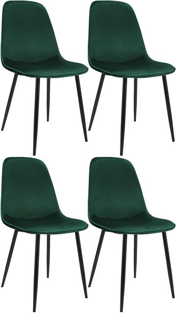 CLP Esszimmerstuhl 4er Set Maryam gepolstert Velvet modern mit Rückenlehne - Bild 1