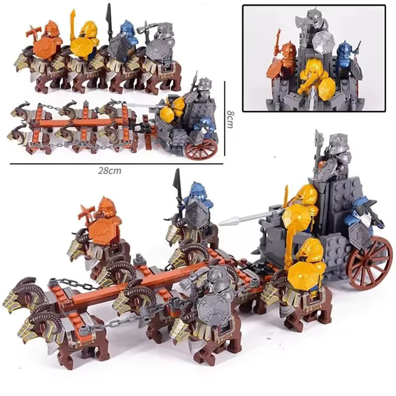Mitty Mini Bricks Fantasy Bausteine Set mit Zwergen, Wildschwein, Ziege und Wagen in Multicolour - Bild 2
