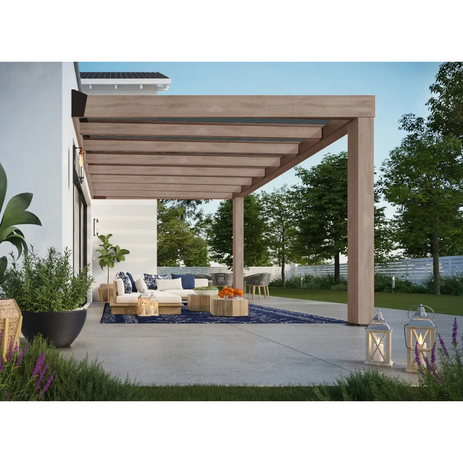 Palram Canopia Terrassenüberdachung Helsinki aus Holz und Polycarbonat in Braun mit integrierter Dachrinne und Heat Block Technology, B: 470 cm, T: 294 cm - Bild 2