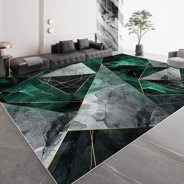 Wucifang Jewelry Moderner Teppich in Grün mit geometrischem Design, weich und rutschfest, B/T: 60 x 90 cm - Bild 1