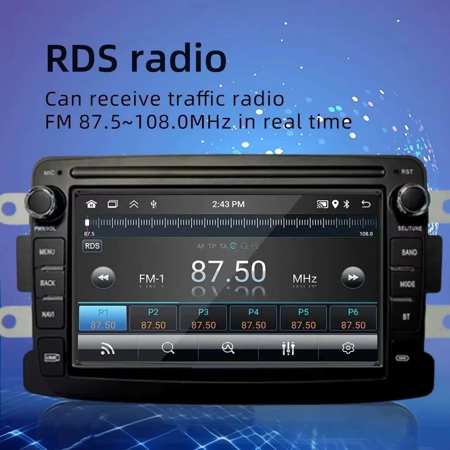Icreative Android Autoradio mit Carplay und GPS Navigation für Dacia Logan Dokker Sandero Lodgy sowie Renault Captur Symbol in Schwarz - Bild 4