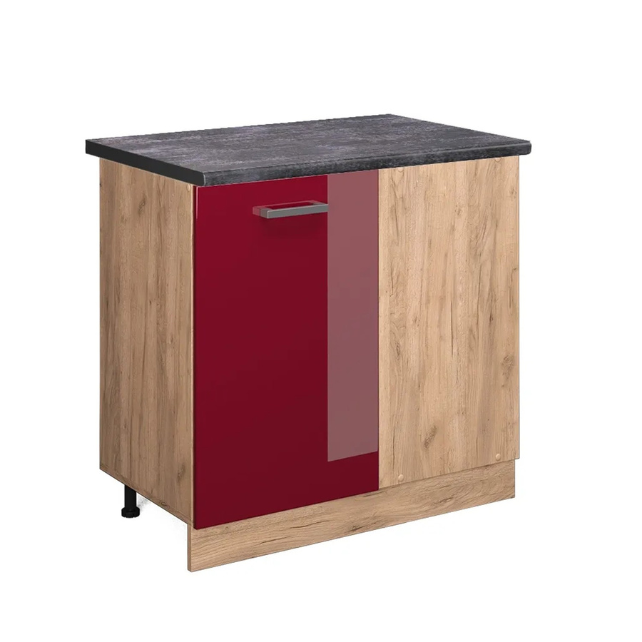 Vicco R-Line Eckunterschrank für die Küche in Anthrazit und Eiche Hochglanz mit Goldakzenten, Höhe: 86 cm, Breite: 60 cm, Tiefe: 81,6 cm - Bild 2