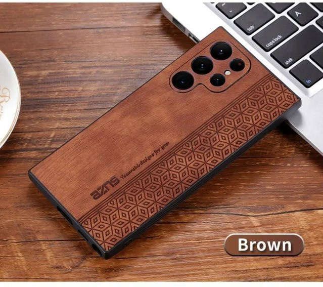 Leder Business Handyhülle für Samsung Galaxy S24 S23 S22 S21 Ultra Plus FE A55 A35 A25 A15 A05 5G in Braun - Bild 1