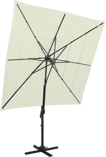 furnicato Sonnenschirm mit Aluminium-Mast in Sandfarben, 4-lagig, B/T/H: 250 x 250 x 246 cm - Bild 1