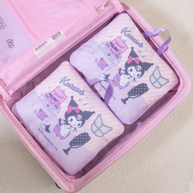Sanrio Kuromi Komprimierte Reisetasche zur Aufbewahrung von Kleidung und Spielzeug in Grün und Lila mit Mesh-Einsatz - Bild 1