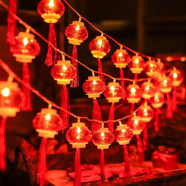 Rote LED Laternen Lichterkette mit 10 Lampen für chinesisches Neujahrsfest und Dekorationen, Länge: 2 m - Bild 1