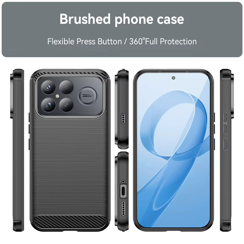 Hautfreundliche Silikonhülle mit gebürstetem Kohlefasermuster für Xiaomi Poco F8 Ultra F7 X7 M7 Pro, stoßfeste Pufferabdeckung in Schwarz oder Blau - Bild 3