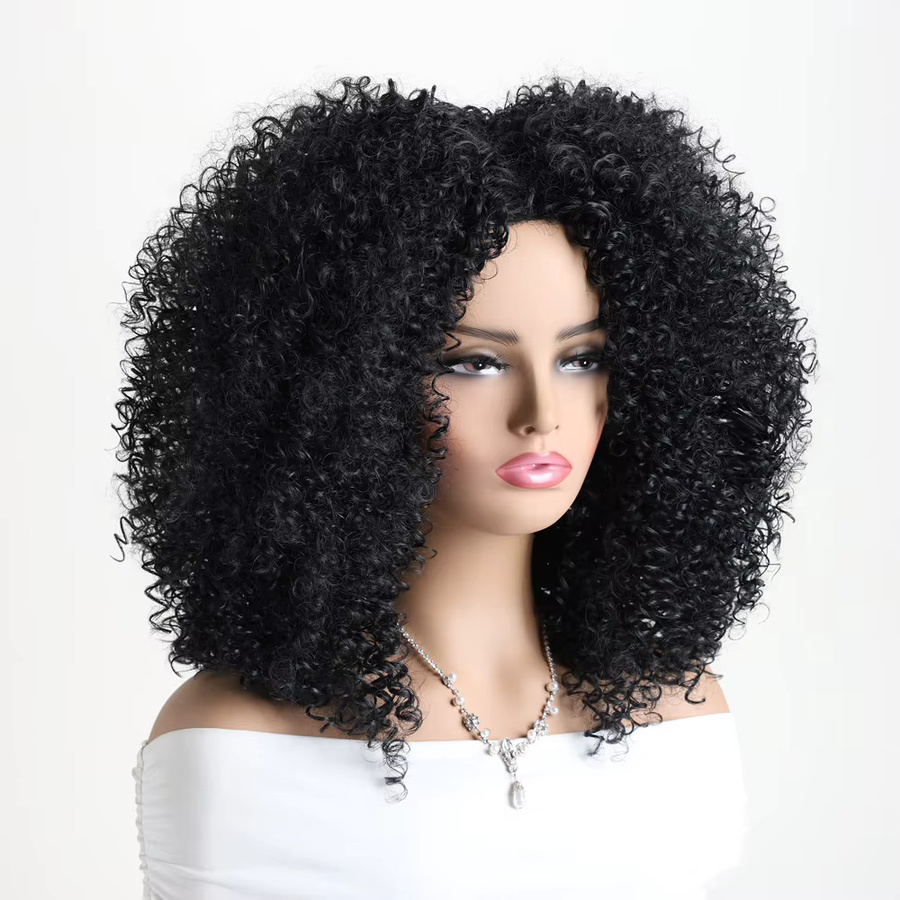 MAISI Afro-Perücke, schulterlang, schwarzbraun, lockig, Damen - Bild 2