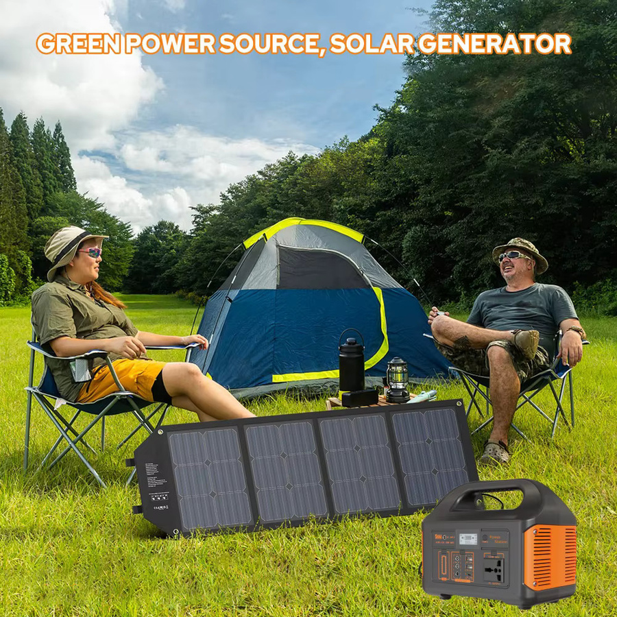 jsdsolar Tragbarer Solarstromgenerator mit LED-Licht für Zuhause und Outdoor, 300W/500W Notfall-Solar-Powerbank mit 110V/220V Anschluss - Bild 4