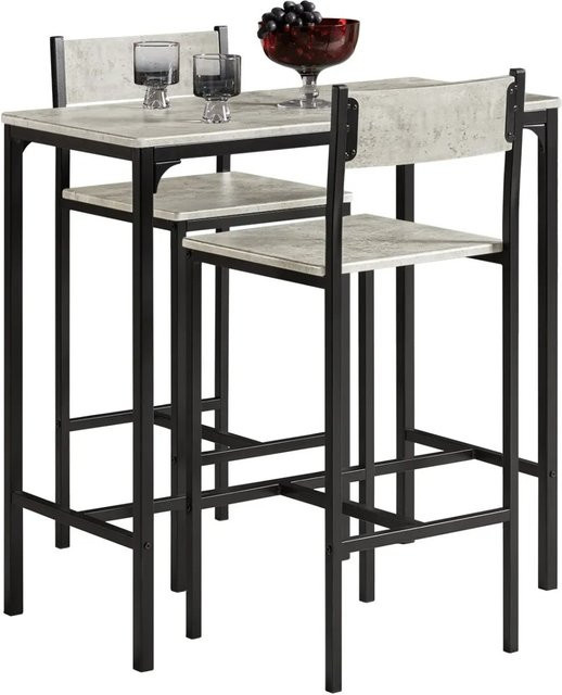 SoBuy Essgruppe OGT03 Bartisch Set 3-teilig in Grau-Schwarz im Industrial-Look für Küche, Balkon und Barbereich - Bild 4
