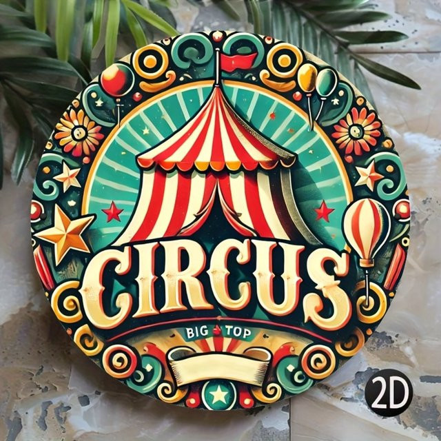Potdemiel Vintage Zirkus Dekorschild aus Metall mit gestreiftem Zelt- und Sternen-Design, Mehrfarbig, B/H: 20 x 20 cm - Bild 1