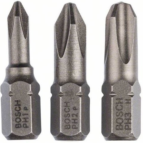 Bosch Schrauberbit-Set Extra-Hart PH1 PH2 PH3, 3-teilig, grau - Bild 1