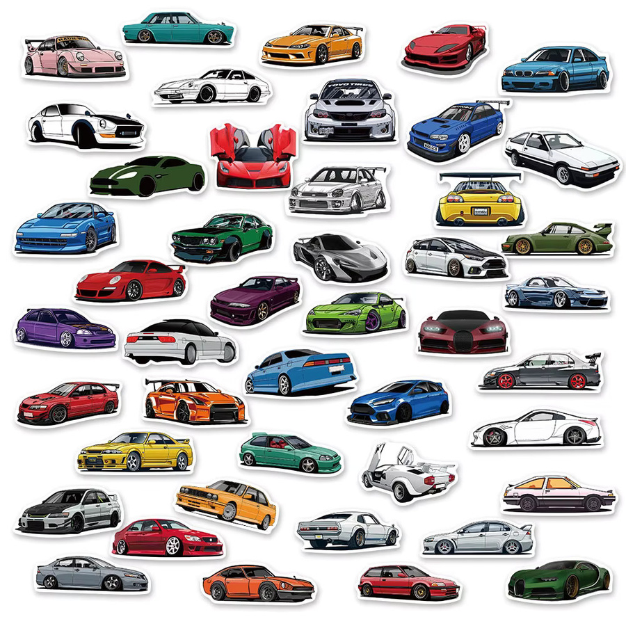 Rspctou Cartoon Vintage JDM Rennwagen Aufkleber, Graffiti-Sticker - Bild 3