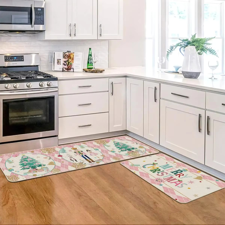 VIKAMA 2er Set Weihnachtsküchenteppich mit Nussknacker-Design, rutschfest und pflegeleicht, mehrfarbig - Bild 2