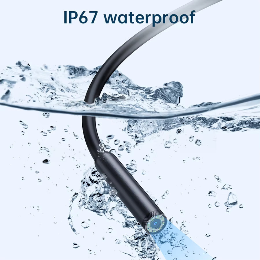 eMastiff Endoskop Kamera mit 2 MP und 8 mm Hartdraht, IP67 wasserdicht, 8 einstellbare LEDs, kompatibel mit iOS und Android für die Pipeline-Inspektion, Schwarz - Bild 3