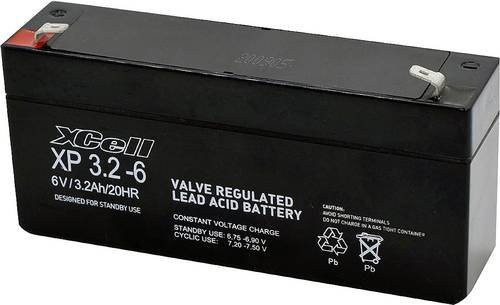 XCell XP 3.2 - 6 XCEXP3.26 Bleiakku 6V 3.2Ah Blei-Vlies AGM mit Flachstecker 4.8mm, Schwarz, B/H/T: 134 x 67 x 35 mm - Bild 1