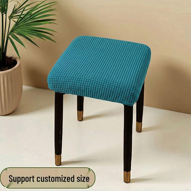 Hohelastische Hockerbezüge von Chose One in Türkis für quadratische Hocker und Schminkhocker, Größe S (25-30 cm) - Bild 1