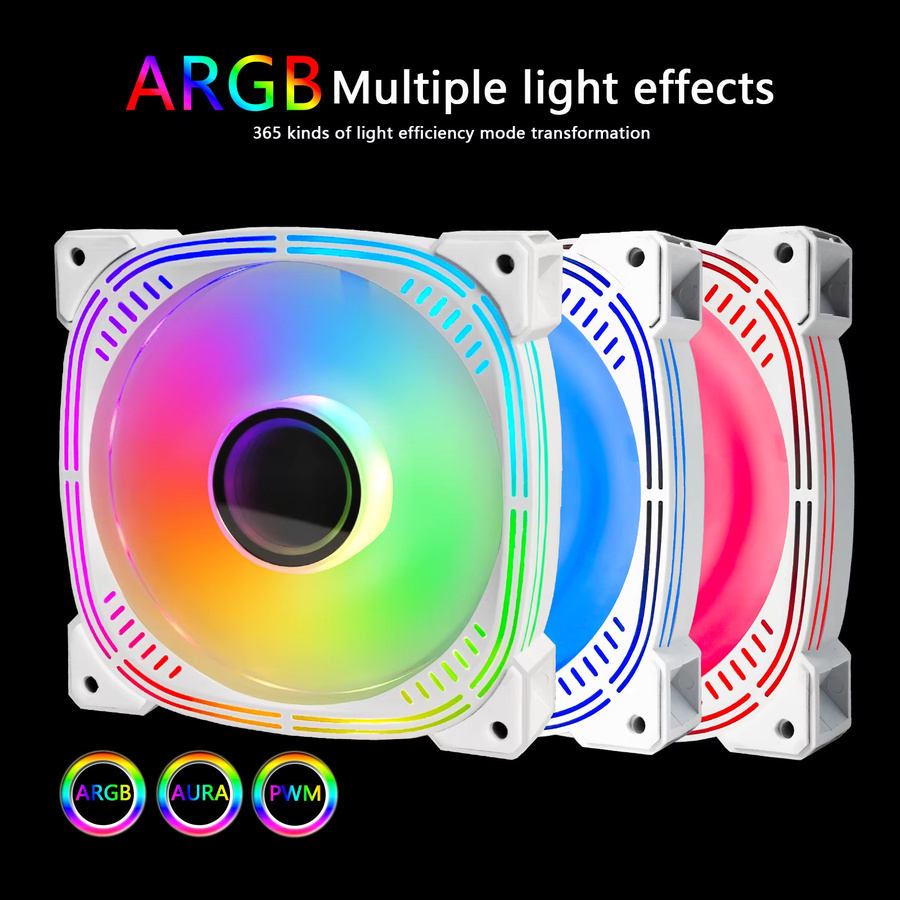 MANMU Gehäuselüfter mit ARGB-Beleuchtung für PC, 120 mm, Multicolour - Bild 1
