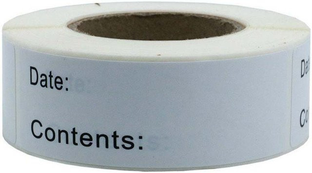 Weiße Papierklebeetiketten für Lebensmittelaufbewahrung in Kühlschrank und Gefrierschrank, B: 7,5 cm, H: 2,5 cm - Bild 1
