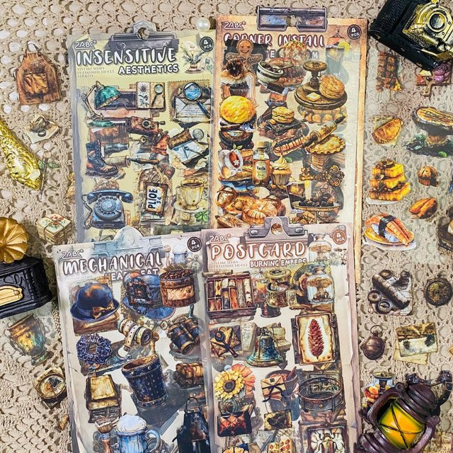 Journamm Vintage-Aufkleber aus Papier, 4 Blatt handgefertigte dekorative Papierkunst in Multicolour für Scrapbooking und Notizbücher - Bild 1