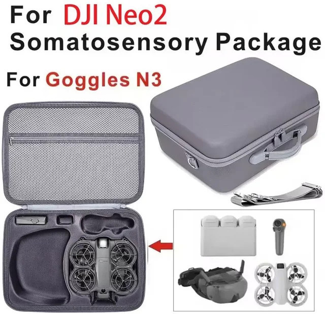 DJI NEO2 Tragbare Schutzhülle aus hartem EVA – Wasserdichte Tragetasche und Batteriebox in Grau - Bild 1