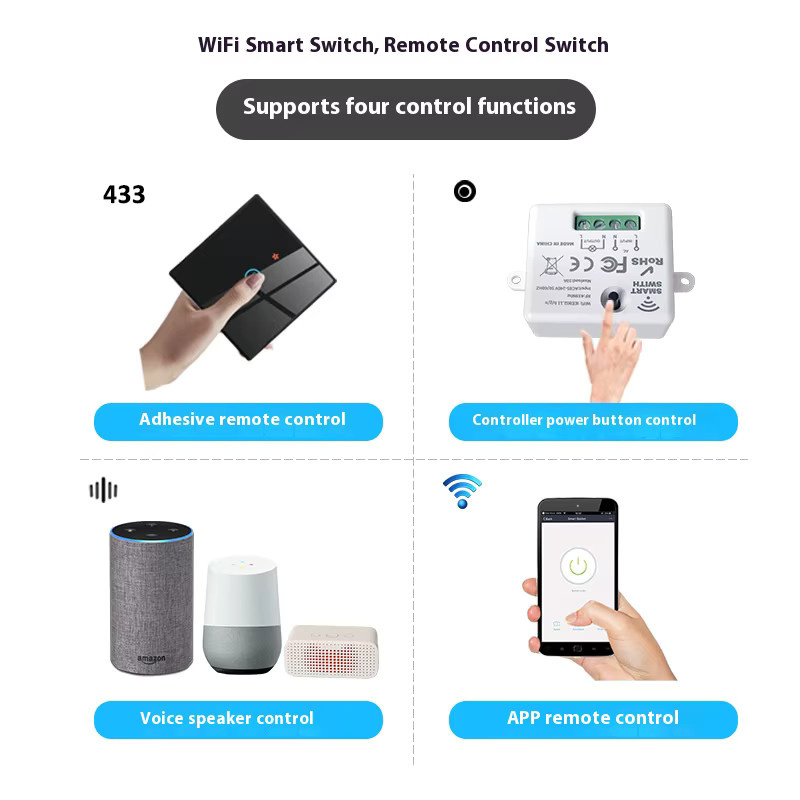 Tuya Smart Switch WLAN Touch-Funktion mit App-Fernbedienung und Alexa-Sprachsteuerung in Schwarz - Bild 2