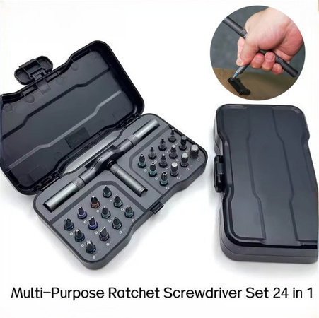 EQZ 24-in-1 DIY Ratschenschlüssel und Schraubendreher Set RS1 mit magnetischen Bits als kompakter Werkzeugkasten für Reparaturen