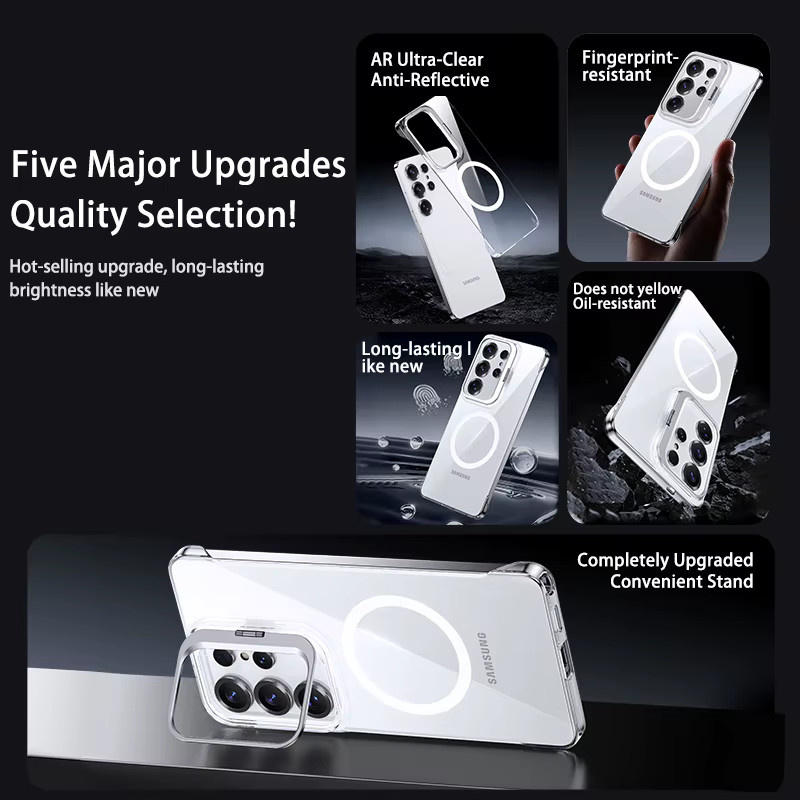 Linsen-Kickstand Rahmenlose Transparente Handyhülle mit MagSafe Magnetischem Schutz für Samsung Galaxy S26 S25 Ultra S26 Plus S24 FE - Bild 4