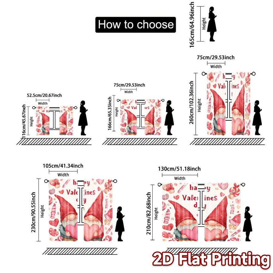 Gnomeloveday Set aus 2 blickdichten minimalistischen Druck-Jit-Vorhängen aus strapazierfähigem Polyester, Breite: 100 cm, Höhe: 70 cm - Bild 2
