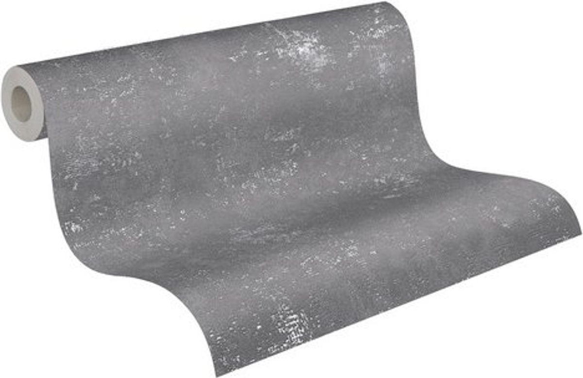 A.S. Création Vliestapete Uni Metallic Grau Silber, Breite: 53 cm, Länge: 1005 cm - Bild 3