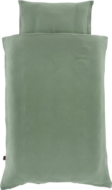 Träumeland Bettwäsche aus Baumwollmusselin mit Tierprint in Grün, Set bestehend aus Kopfkissenbezug 40 x 60 cm und Bettbezug 100 x 135 cm - Bild 1
