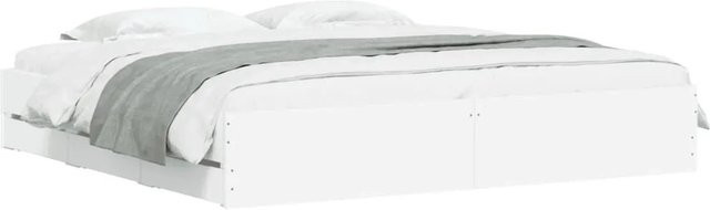 vidaXL Bettgestell mit Schubladen in Weiß aus Holzwerkstoff B/T/H: 200 x 200 x 33 cm - Bild 1