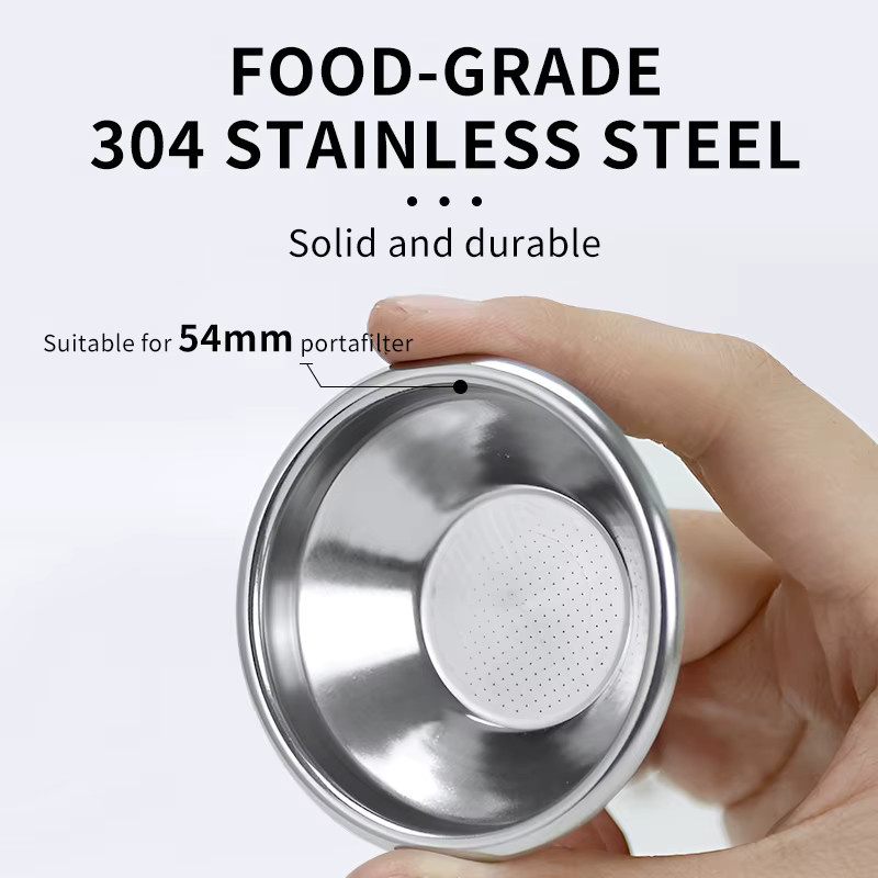 Edelstahl Kaffeefilterkorb 54 mm für Breville Sage Espressomaschinen, Silber, Barista-Zubehör ohne Druck - Bild 2