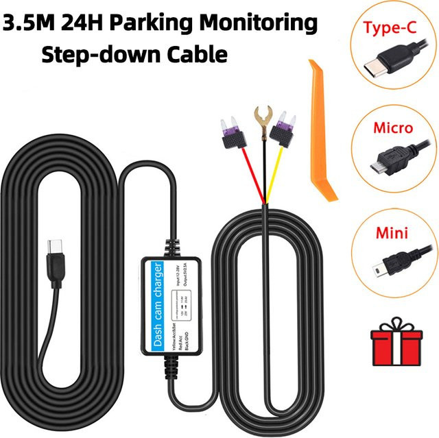 WDSZKMYF Hardwire-Kit für 24-Stunden-Parküberwachung und Dashcam, Mini-USB-Anschluss, Schwarz - Bild 1