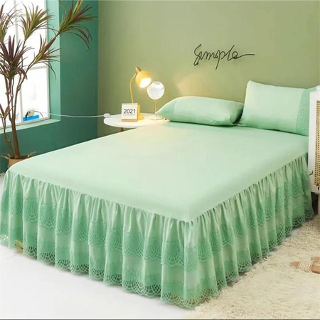 Super Six Tagesdecke mit Bettrock im Prinzessin-Stil, Grün, B/T: 150 x 200 cm, 3-teiliges Set