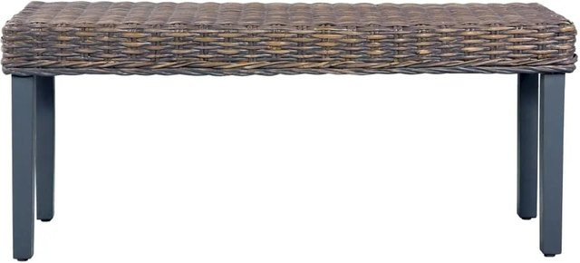 vidaXL Sitzbank aus Kubu-Rattan und massivem Mangoholz in Grau, Breite: 110 cm, Höhe: 45 cm, Tiefe: 35 cm - Bild 1