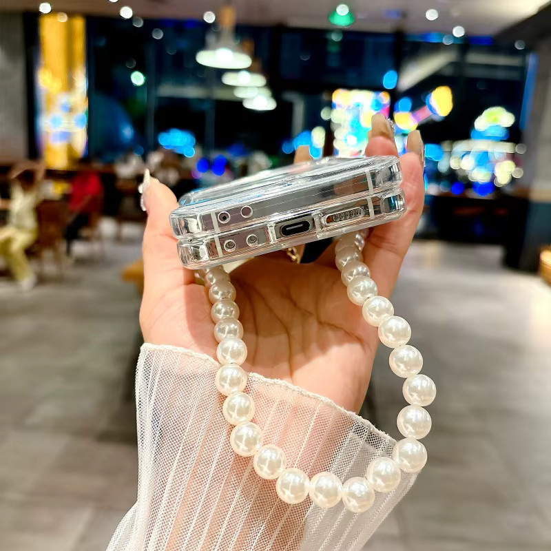 SUNWARD Transparente TPU Handyhülle mit Perlenarmband für Samsung Galaxy Z Flip 7 FE, Flip 6, 5, 4, 3 5G - Bild 4