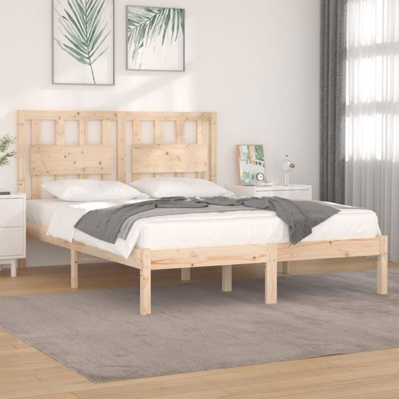 Massivholzbett Kiefer vidaxl in Braun, B/T/H: 135 x 190 cm - Bild 1