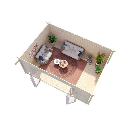 Palmako Blockbohlenhaus Lea Gartenhaus aus Fichtenholz in Braun mit Pultdach B/H/T: 530 x 249 x 380 cm - Bild 3