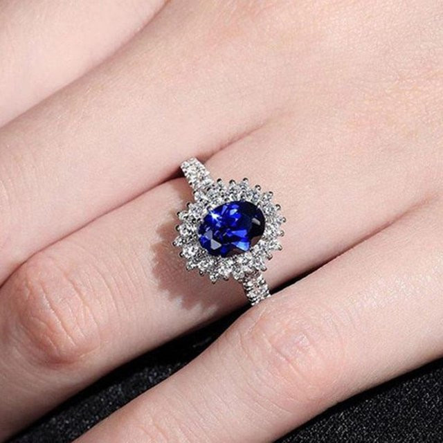 Huitan Ring, Kupfer, blauer Zirkonia, gray, Damen - Bild 1
