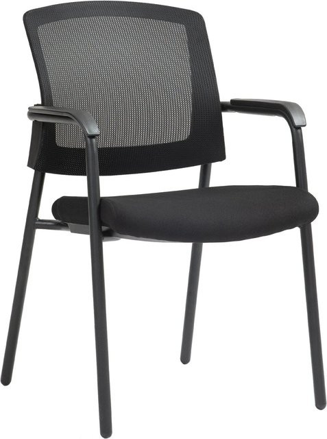 DELUKE Besucherstuhl DARWIN Konferenzstuhl und Bürostuhl aus Metall und Stoff in Schwarz, B/T/H: 58 x 60 x 86 cm - Bild 1