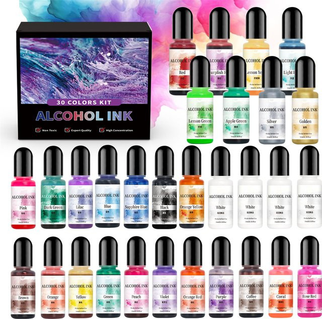 YAKAMOZ Kunstharz Tinte Set mit 30 Teilen in Multicolour, 10 ml pro Flasche, Pigment-Flüssigkeit für Epoxidharz und DIY-Schmuckherstellung - Bild 1