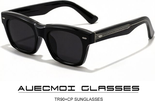 TR90 Sonnenbrille Quadratisch, Vollrand, Unisex, Schwarz - Bild 1