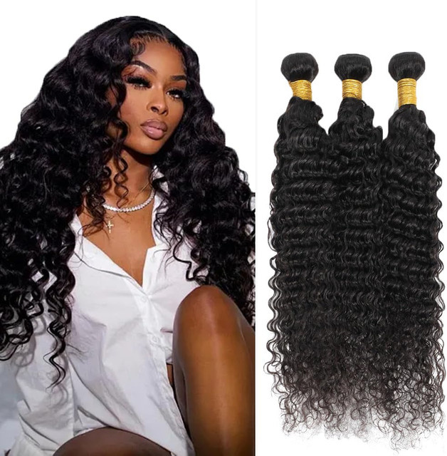 Deep Wave Echthaar-Bündel, brasilianisches Rohhaar, lockig, Damen - Bild 1